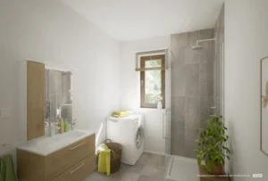 moderne badkamer met veel ruimte